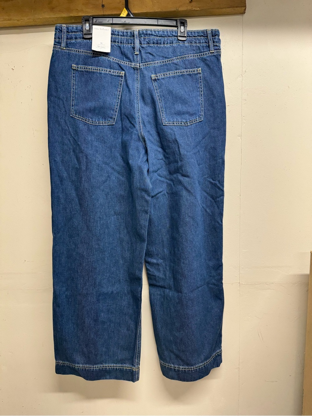 Free Assembly MR Tie Waist Relaxed Fit Wide Leg 100% Cotton Jeans Size 10